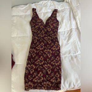 Gold and burgundy dress
